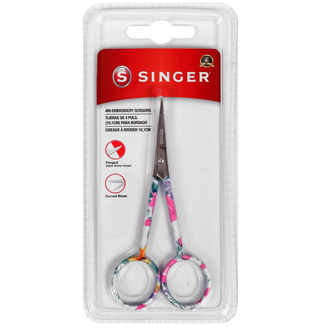 Singer 4" Floral Embroidery Scissors, Curved Tip